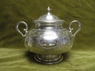 early 20th c large french guilloche sterling silver sugar bowl Debain 556gr 3