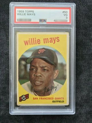 Willie Mays 1959 Topps 50 Psa 3 Centering Sf Giants World Series Champion