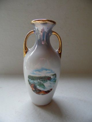 Vintage Niagara Falls Canada Urn Vase Souvenir Made In East Germany 5 3/4 " Tall