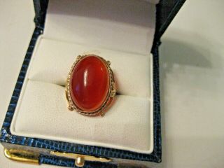 Antique 14k Rose Gold Ring With Natural Carnelian