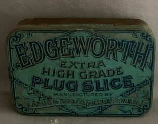 Antique Tobacco Tin Edgeworth Extra Plug Slice Richmond Virginia