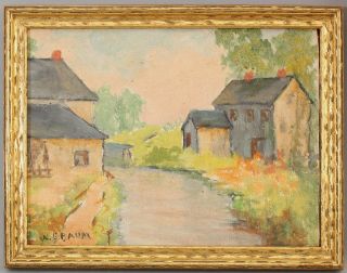 1932 Antique Walter Emerson Baum Pennsylvania Lehigh Farm Landscape Oil Painting