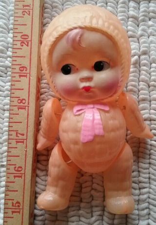 Vintage Orange And Pink Celluloid Snow Baby Strung Jointed Kewpie Doll