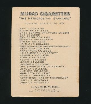 1910 T51 Murad COLLEGE SERIES (101 - 125) - Stevens Institute of Tech.  (Lacrosse) 2
