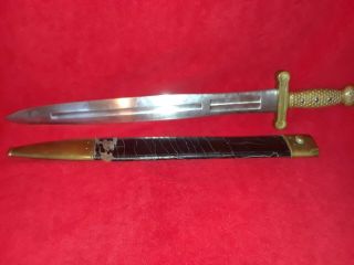 Antique Us Artillary Sword,  Model1832 (1836) With Brass Mounted Leather Scabbard