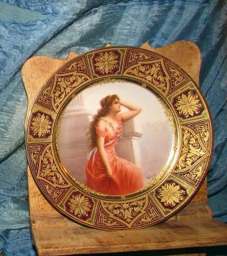 Antique Royal Vienna Sehnsucht Portrait Cabinet Plate Gold Encrusted Wagner