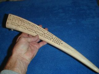 Antique Alaskan Bone Scrimshaw Cribbage Board 3