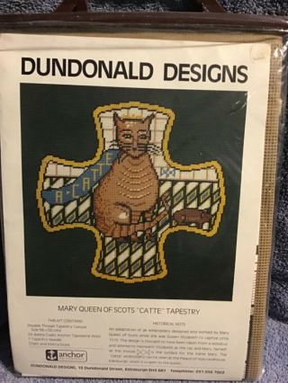 Vintage Dundonald Mary Queen Of Scott Cat Tapestry Cross Catte Embroidery Kit