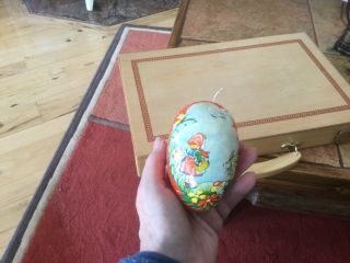 Vtg Paper Mache Easter Egg Candy Container Made In Germany Peter Rabbit 2 Sides