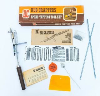 Vintage Rug Crafters Speed Tufting Tool Set Gauge Lubricant Tool Threader