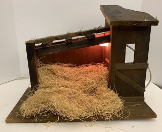 Vintage Wood Nativity Manger Stable Creche Hay