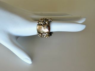 Glorious Antique Mary Gage Arts And Crafts Sterling Silver 14k Gold Ring