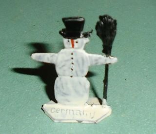 Vintage Heinrichsen German Flat Lead " Snowman Holding Broom " Near F/s