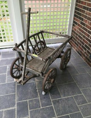 Antique Wooden German Goat Cart.  Amana Colonies