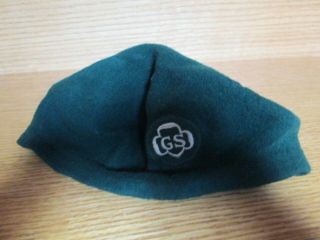 Vintage Girl Scouts Green Felt Cap Beanie Hat Size Medium