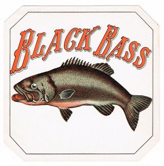 Cigar Box Label Vintage Outer C1910 Black Bass Fishing Fish