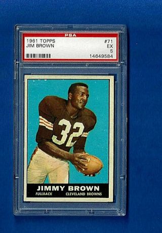 1961 Toppps Football 71 Jim Brown Hof Psa 5 Ex Cleveland Browns