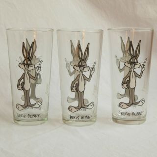 Vintage 1973 Bugs Bunny Collector Glasses Set Of 3