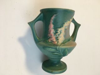 Vintage Roseville Pottery Green Double - Handled Vase,  6,  25” Tall