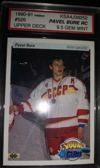 1990 - 91 Ud Upper Deck Pavel Bure French Rc Ksa 9.  5 Perfect For Psa Bgs Crossover