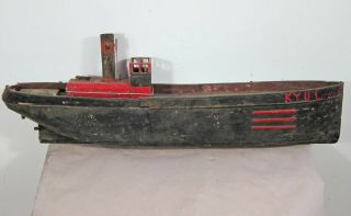 Antique Wooden Model Steam Ship Boat Clyde Puffer Circa 1920 Vintage Pond Yacht