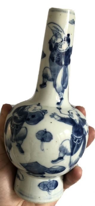 Antique Chinese Blue And White Porcelain Vase Signed