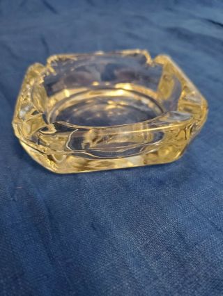 Vintage Restaurant Thick Clear Glass Ashtray Rounded Corners 2