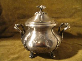 Early 20th C Large French Guilloche Sterling Silver Sugar Bowl Louis Xvi St 457g