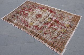 Antique Turkish Handmade Anatolian Distressed Wool Red Area Rug Carpet 74 " X46 "