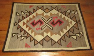 Vintage Early 20th C Native American Indian Navajo Crystal Jb Moore Rug Blanket