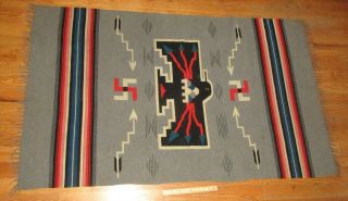 Vintage Early American Indian Navajo Southwest Chimayo Rug Blanket Thunderbird