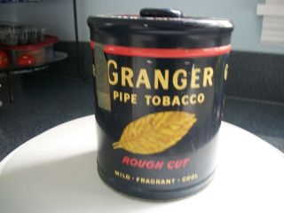 Vintage Granger Pipe Tobacco Rough Cut Tin W/ Pointer Dog