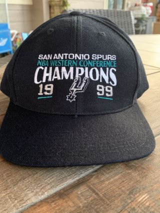 Nba San Antonio Spurs Western Champs 1999 Cap Hat Adult Snapback Vintage Black