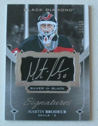 2016 - 17 Black Diamond Martin Brodeur Silver On Black Autograph 10 Of Only 10