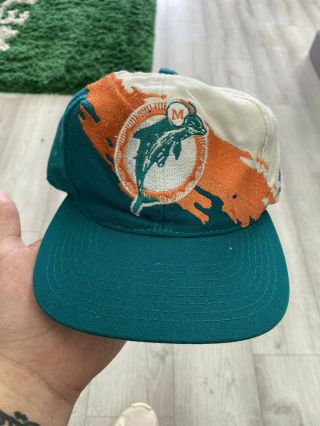 Vintage Vtg 90s Nfl Miami Dolphins Logo Athletics Splash Logo Snapback Hat