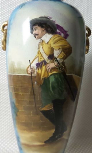 Incredible Antique Large 14 " Royal Bonn Hand Painted " Musketeer " Vase - Wallraff