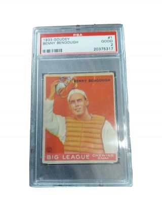 1933 Goudey Benny Bengough 1 Psa 2 St.  Louis Browns Graded Low.  Big League Gum
