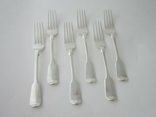 Set Of 6 Antique Sterling Silver Dessert Forks - 1845 By John & Henry Lias