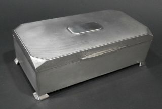 Large Art Deco Period Solid Silver Cigarette Box - William Hutton - B 