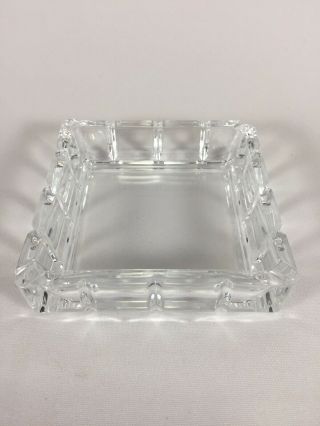 1980’s Vintage Avon Square Lead Crystal Ashtray Faceted Pattern Clear Smoking