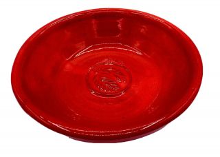 Vintage Hot Red Glazed Meadowcroft Pottery Canada (meadowvale Peel) 8 3/4 " Bowl