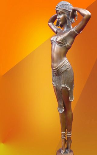 Art Deco Chiparus Illusion Light Patina Hot Cast Bronze Statue Figure Girl