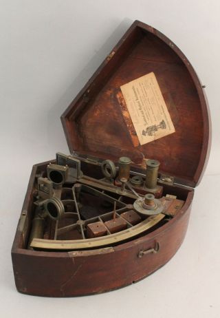 Antique 19thC Sailing Ships Nautical Sextant Dovetailed Mahogany Box 3
