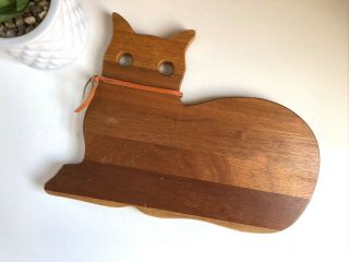 Vintage Cat Shaped Cutting Board Farmhouse Kitty Wood Kitchen Wooden Kitsch Mcm