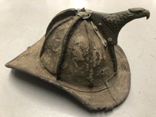 Antique Cairns & Brothers York Black Leather Fire Fighter Helmet Chicago Cfd