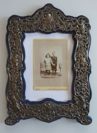 Huge antique Art Deco Sterling Silver Picture Frame Birmingham 1928 with cherubs 2