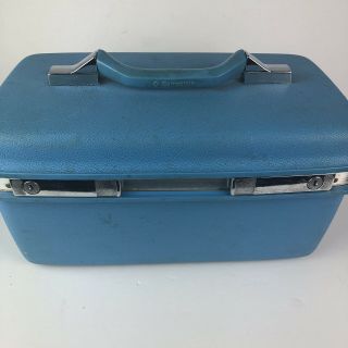 Vintage Samsonite Train Case Light Blue Make Up Suitcase Carry On Luggage