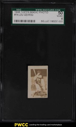 1948 Topps Magic Photo Hall Of Fame Lou Gehrig 14k Sgc 4 Vgex