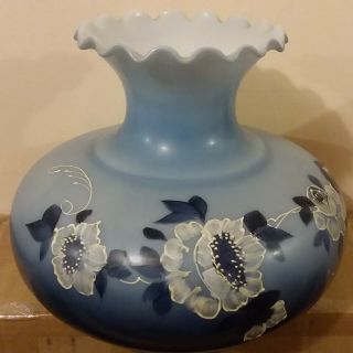 Vintage Blue With White Floral Oil Lamp Gone With The Wind Lamp Shade