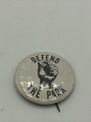 Defend The Park Speech Anti War Protest Cause Button Vtg